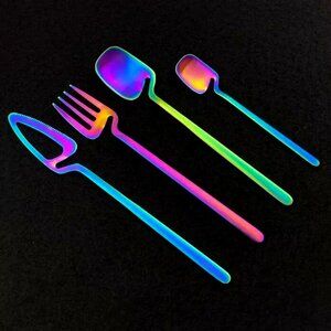 Zinello 47 piece stainless silverware flat Rainbow 2 SETS **missing one spoon